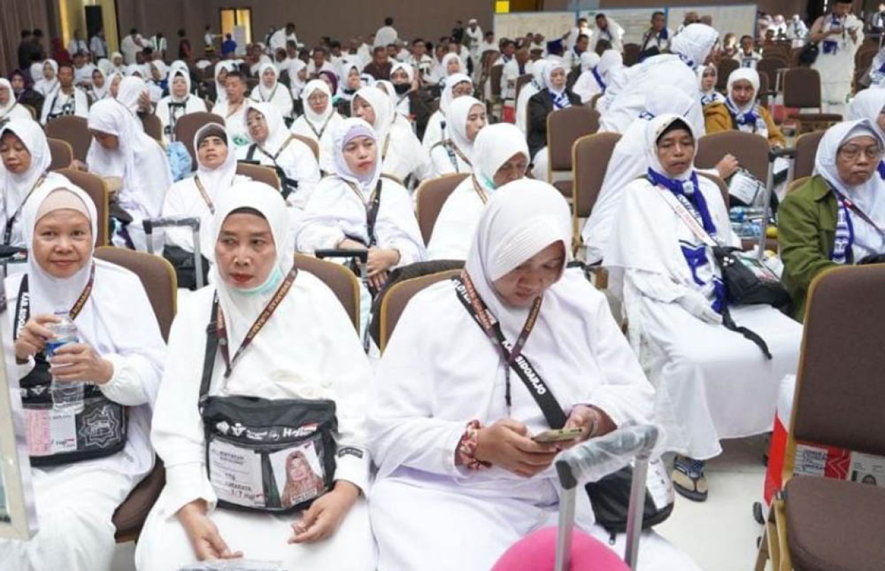 Kloter 106 yang merupakan kloter terakhir dari Embarkasi Surabaya. Foto/Kemenag Jatim