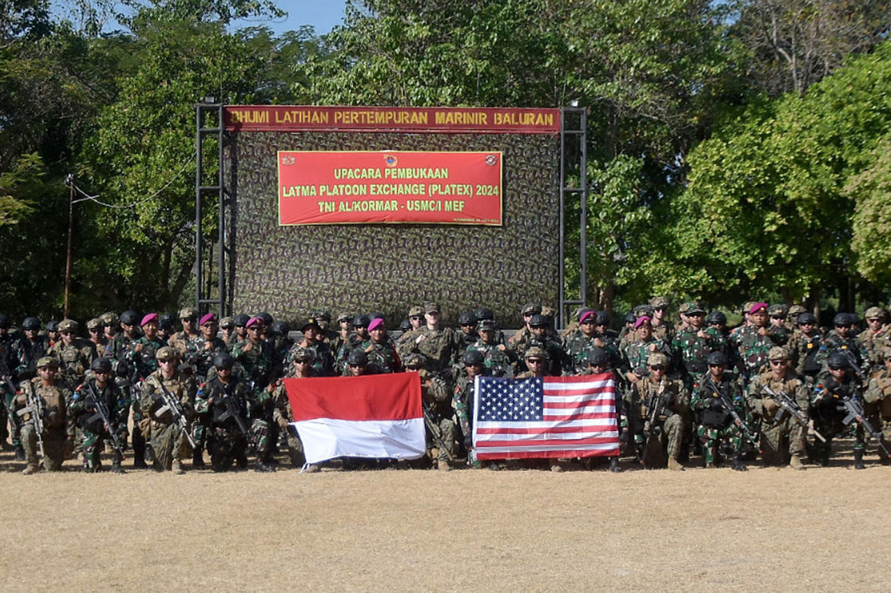 Latihan Bersama (Latma) Platoon Exchangen (PLATEX) 2024 antara TNI AL, KORMAR dengan USMC/I MEF. Foto/Dispen Kormar