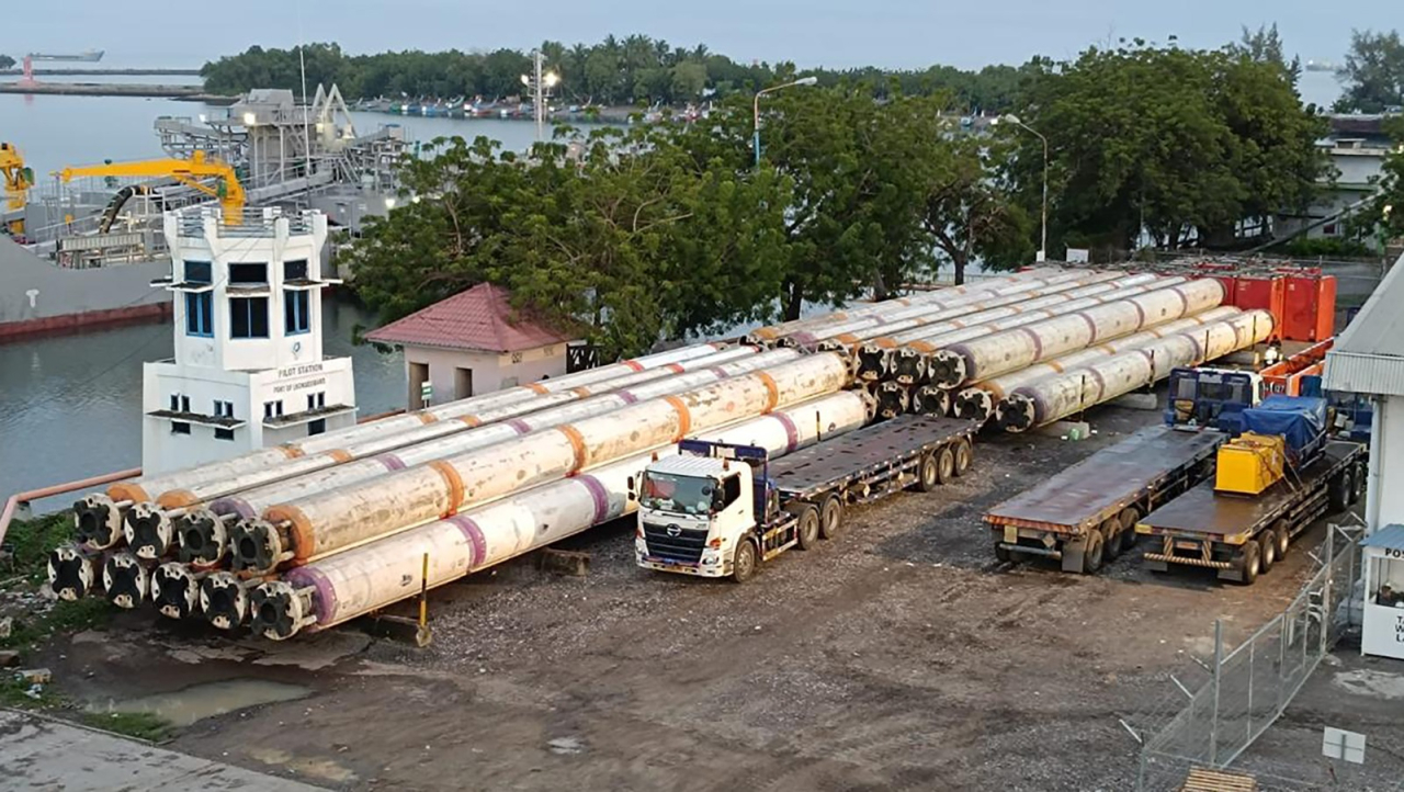 Salah satu material drilling offshore on storage yard di Lhokseumawe yang dilakukan oleh Pelabuhan Tanjung Priok (PTP). Foto/Dokumentasi PTP Nonpetikemas