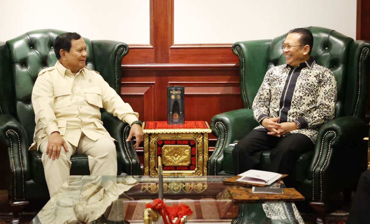 Bambang Soesatyo menemui Presiden RI Terpilih Prabowo Subianto di Jakarta. Foto/Humas MPR