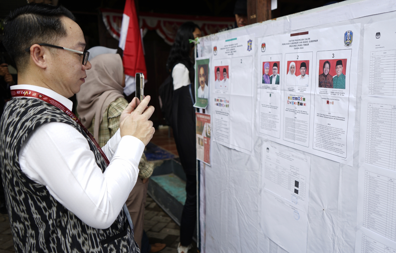 KPU Jatim melakukan rangkaian Election Visit Program (EVP) berupa kunjungan observasi Tempat Pemungutan Suara (TPS). Foto/KPU Jatim