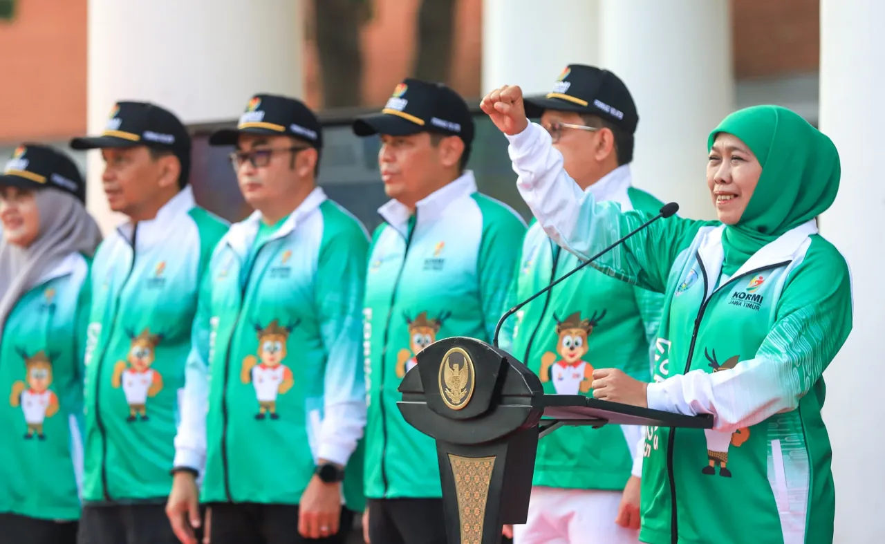 Gubernur Khofifah Optimis Kontingen Jawa Timur Raih Juara Umum FORNAS VIII di NTB