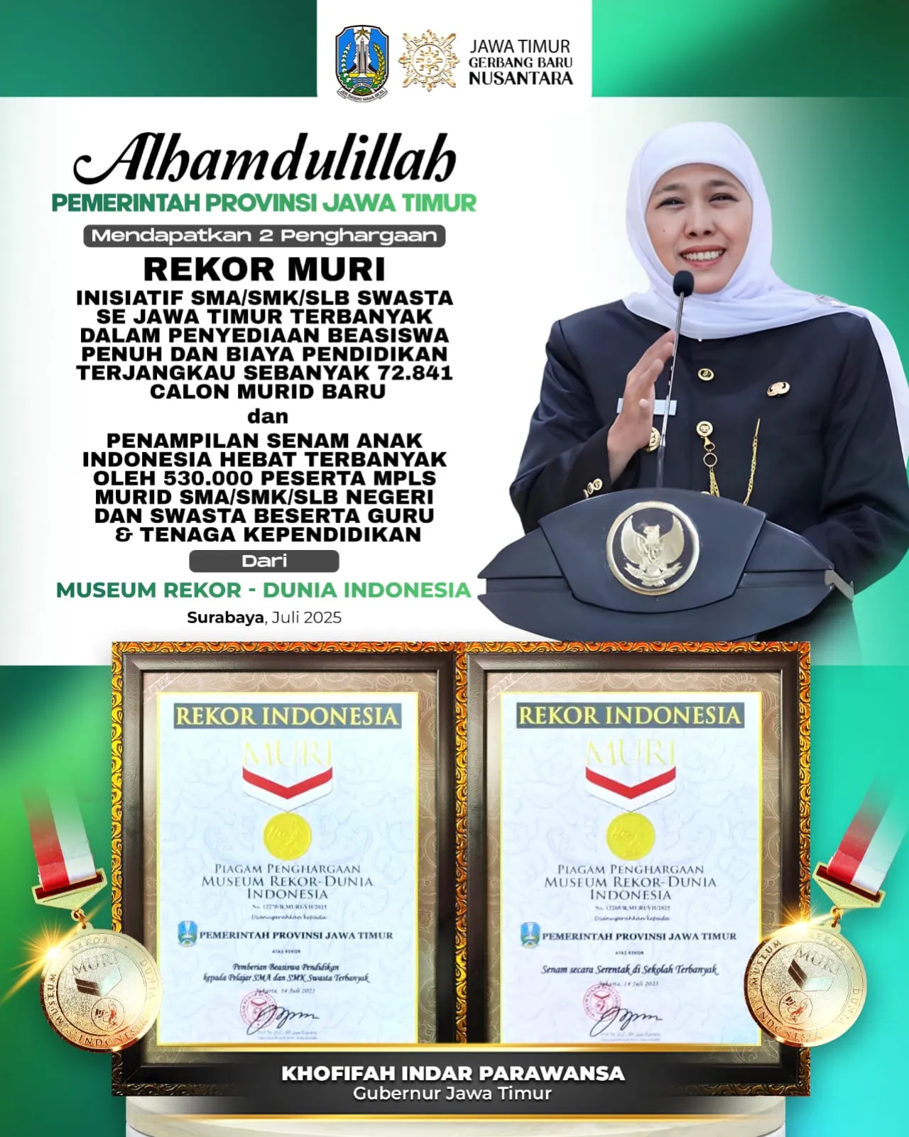 Gubernur Khofifah Komitmen Wujudkan MPLS Ramah Anak, Edukatif, Inklusif dan Anti Bullying