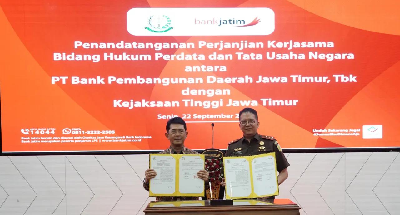 Perkuat Perlindungan Hukum, Bank Jatim dan Kejati Jatim Tandatangani Perjanjian Kerja Sama