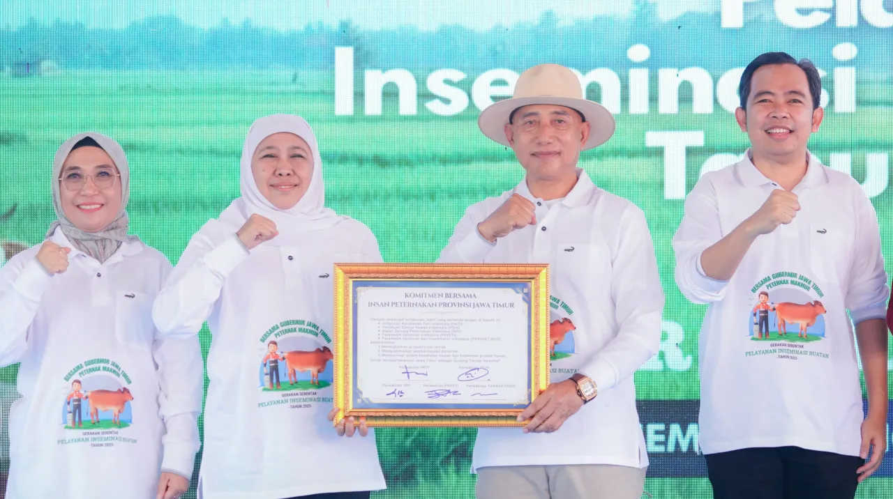 Gubernur Khofifah Pimpin Gerakan Serentak Inseminasi Buatan, Menuju Indonesia Swasembada Daging Tahun 2029