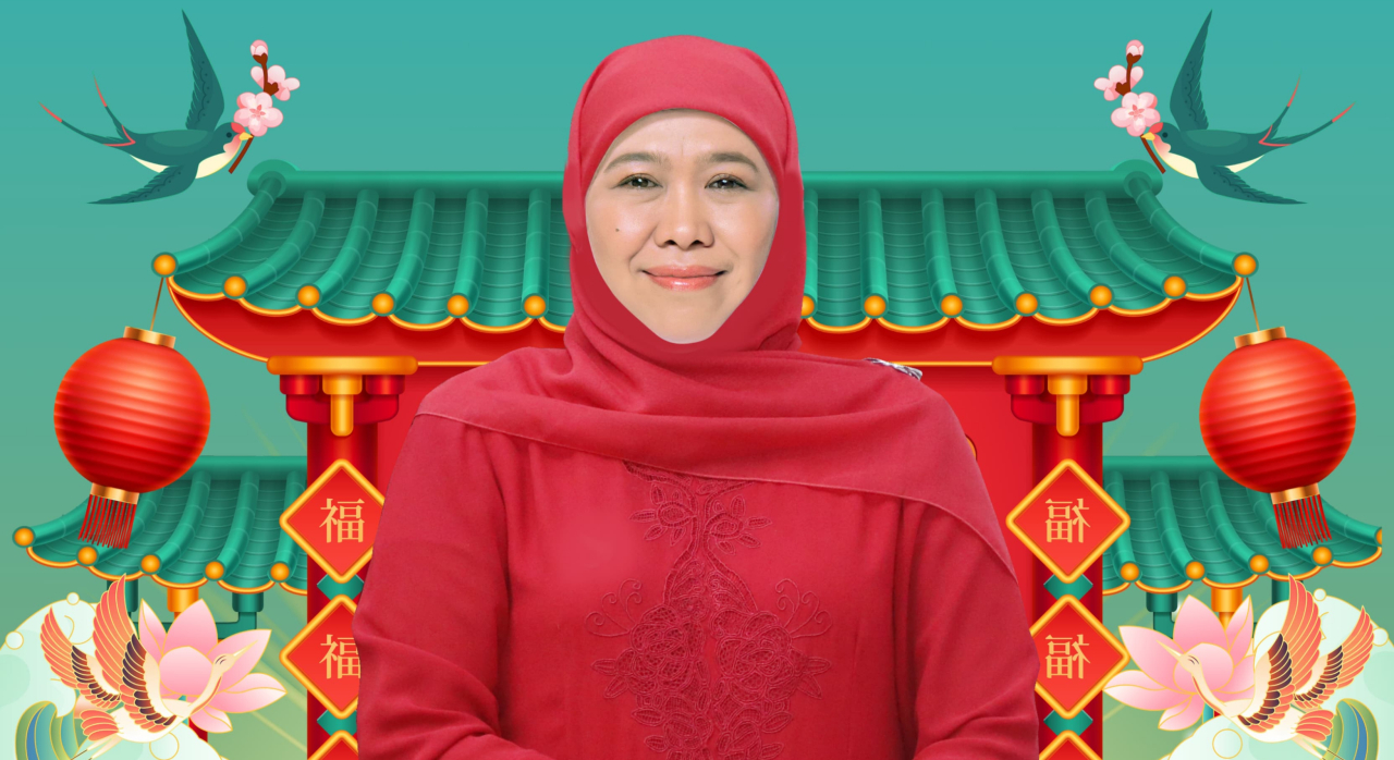 Gubernur Jawa Timur terpilih, Khofifah Indar Parawansa mengucapkan selamat kepada masyarakat yang merayakan Imlek. foto: KIP/FJN