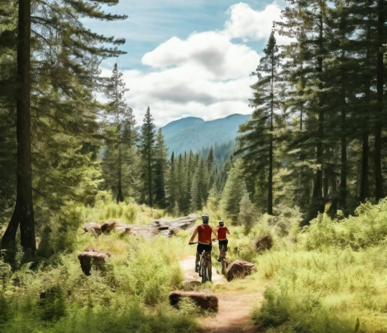 Bersepeda di alam terbuka menjadi salah satu rekomendasi kegiatan saat akhir pekan. Foto/ilustrasi-AI