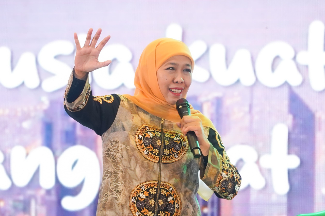 Ketua Umum PP Muslimat NU, Khofifah Indar Parawansa menjadi narasumber Kongres Pendidikan Nahdlatul Ulama yang digelar PBNU dalam rangka Harlah Ke-102 NU di Hotel Bidakara Jakarta. foto: MNU/FJN