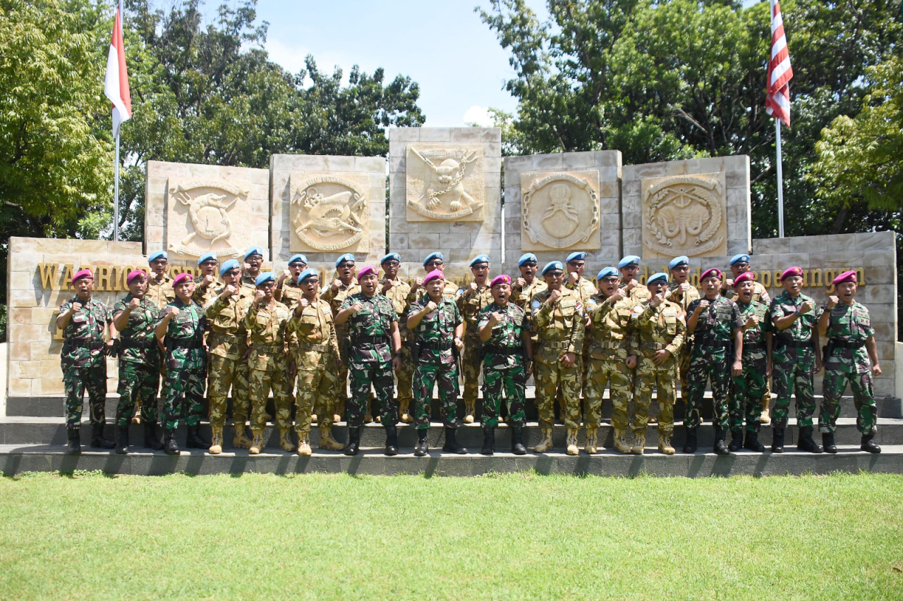 Komandan Brigif 2 Marinir Sambut Kedatangan Prajurit Satgas UNIFIL Lebanon di Sidoarjo