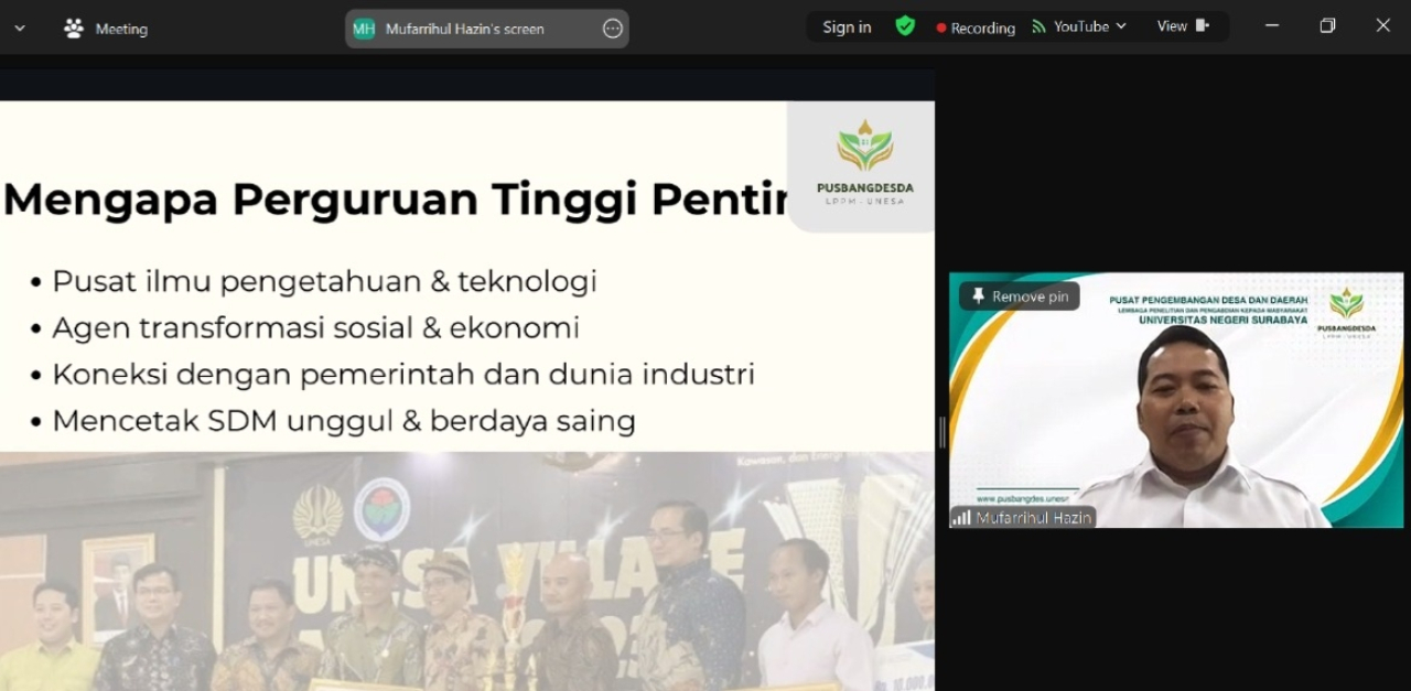 Seminar Nasional bertema "Rekonstruksi Kebijakan Ekonomi Desa: Koperasi Merah Putih dan Jalan Baru Menuju Kebangkitan Nasional.". foto: tangkapan layar/ayojatim.