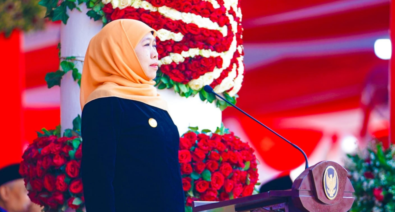 Khofifah Indar Parawansa, Gubernur Jawa Timur mengingatkan pentingnya menanamkan dan mengamalkan nilai-nilai Pancasila. foto: humprov for ayojatim.