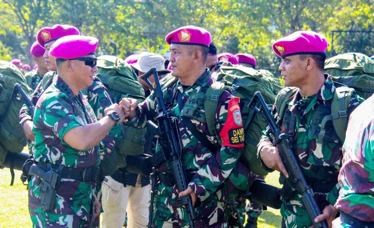 Upacara penyambutan personel Satgas Marinir Pengamanan (Satgasmar Pam) Ambalat XXX dan Satgas Puter XXVIII. Foto: Ayojatim/Dispen Kormar