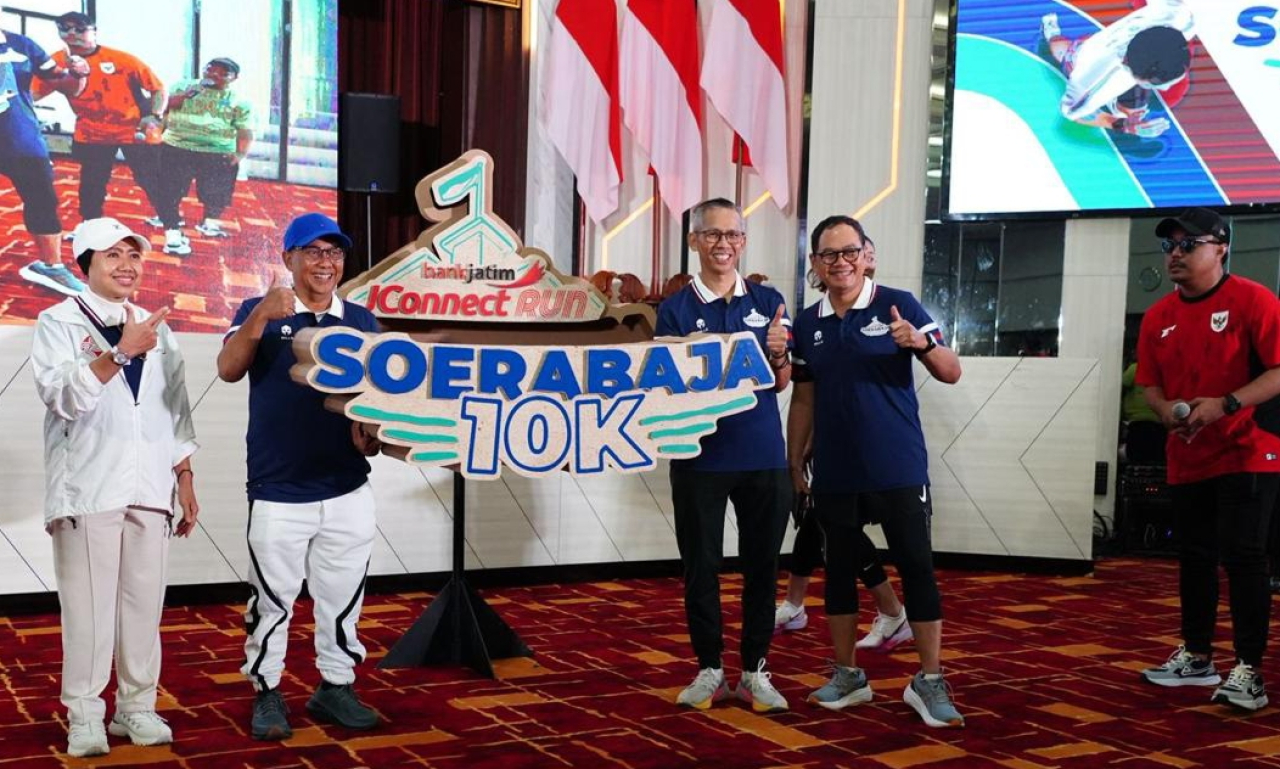 Kota Surabaya bakal menjadi tuan rumah gelaran lari bergengsi dengan tajuk Bank Jatim JConnect Run Soerabaja 10K 2025. foto: bank Jatim for ayojatim.
