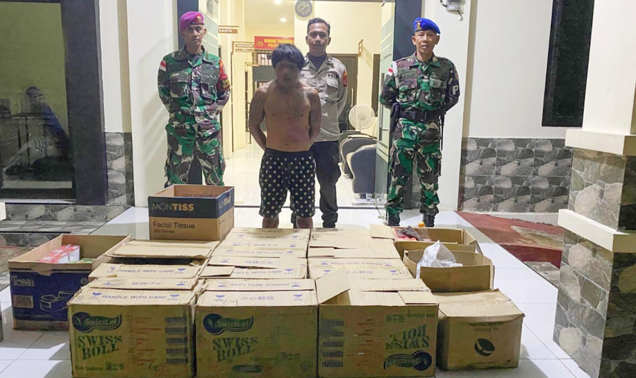 Satgas Marinir Ambalat XXXI Tangkap Pencuri Sembako di Sebatik
