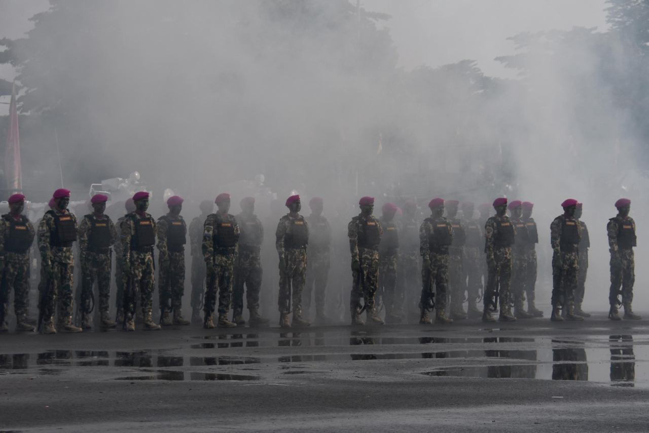 Prajurit Korps Marinir yang tergabung dalam SSB 2, jelang peringatan Hari Ulang Tahun (HUT) ke-80 Korps Marinir. Foto: TNI AL - Dispen Komar