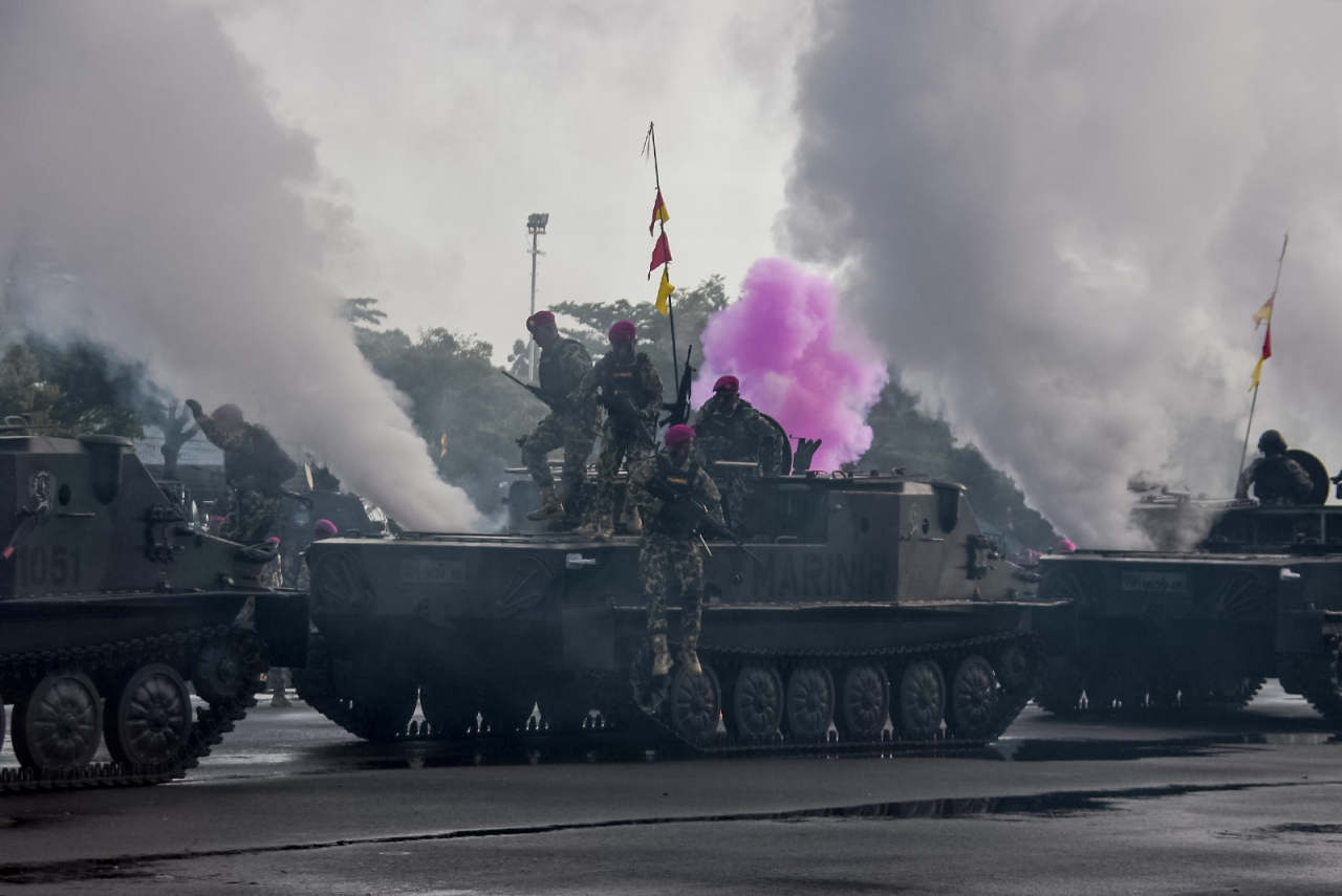 Prajurit Korps Marinir yang tergabung dalam SSB 2, jelang peringatan Hari Ulang Tahun (HUT) ke-80 Korps Marinir. Foto: TNI AL - Dispen Komar