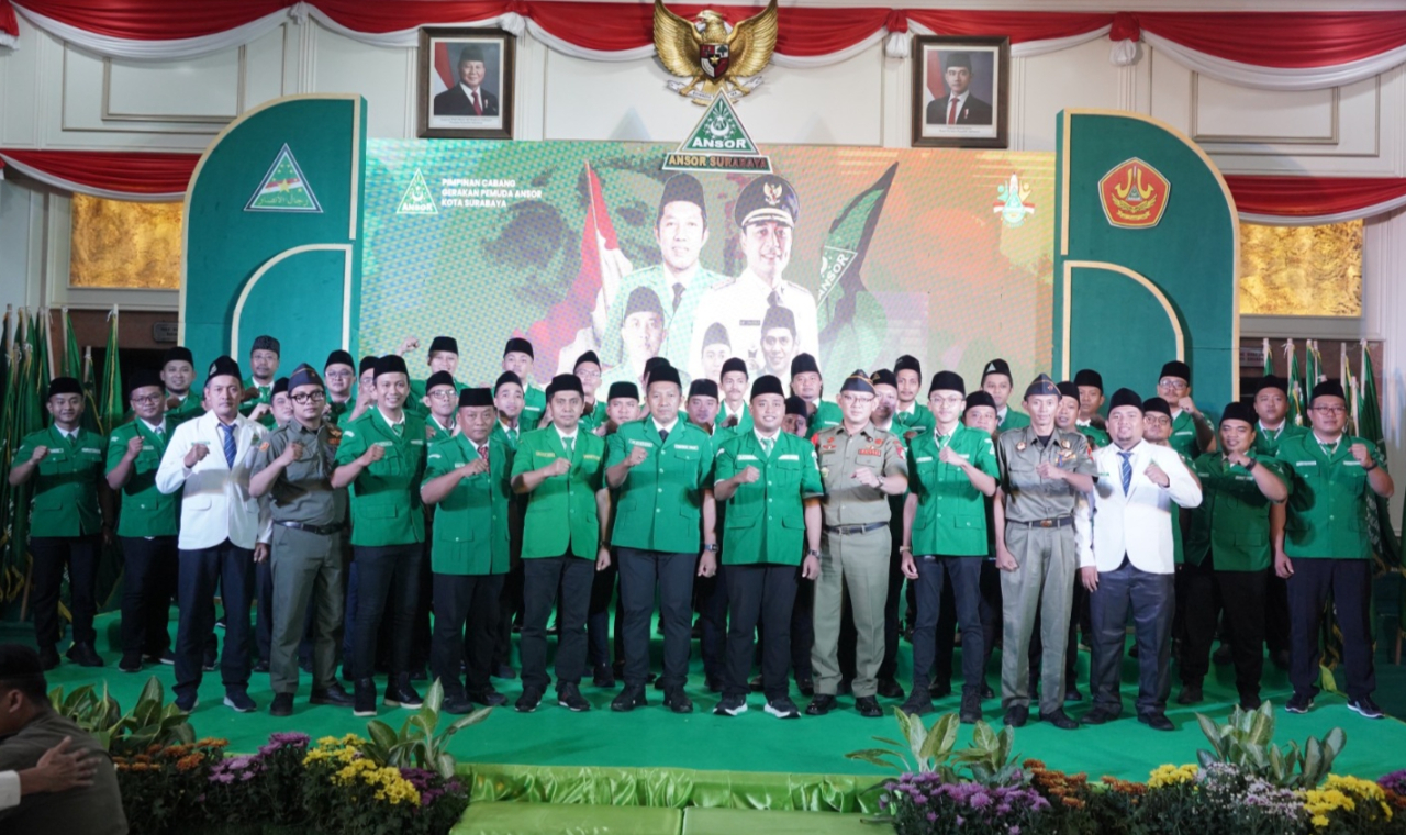 Prosesi Pelantikan Pengurus GP Ansor Periode 2025-2029. foto: ansorsby for ayojatim.