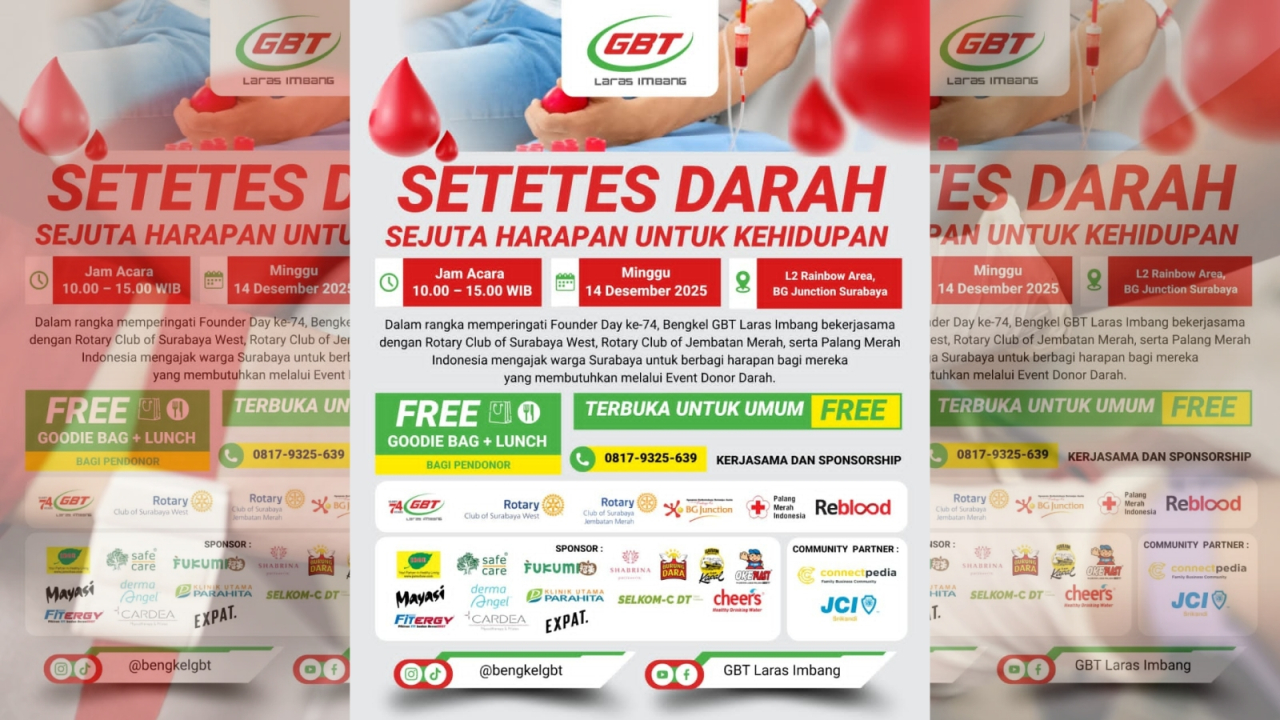 GBT Laras Imbang Gelar Donor Darah di BG Junction: Yuk Jadi Penyumbang Hidup untuk Sesama