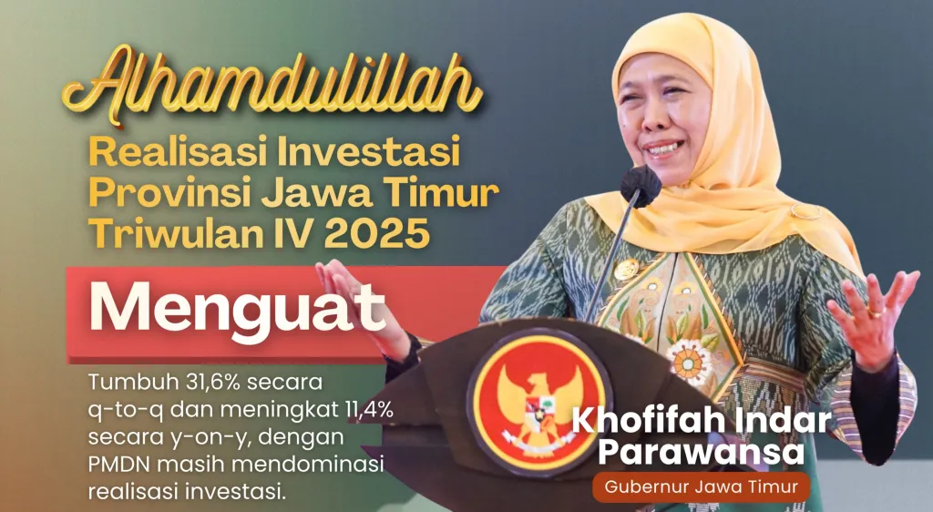 Realisasi Investasi di Jawa Timur Tembus Rp147,7 Triliun Sepanjang Tahun 2025