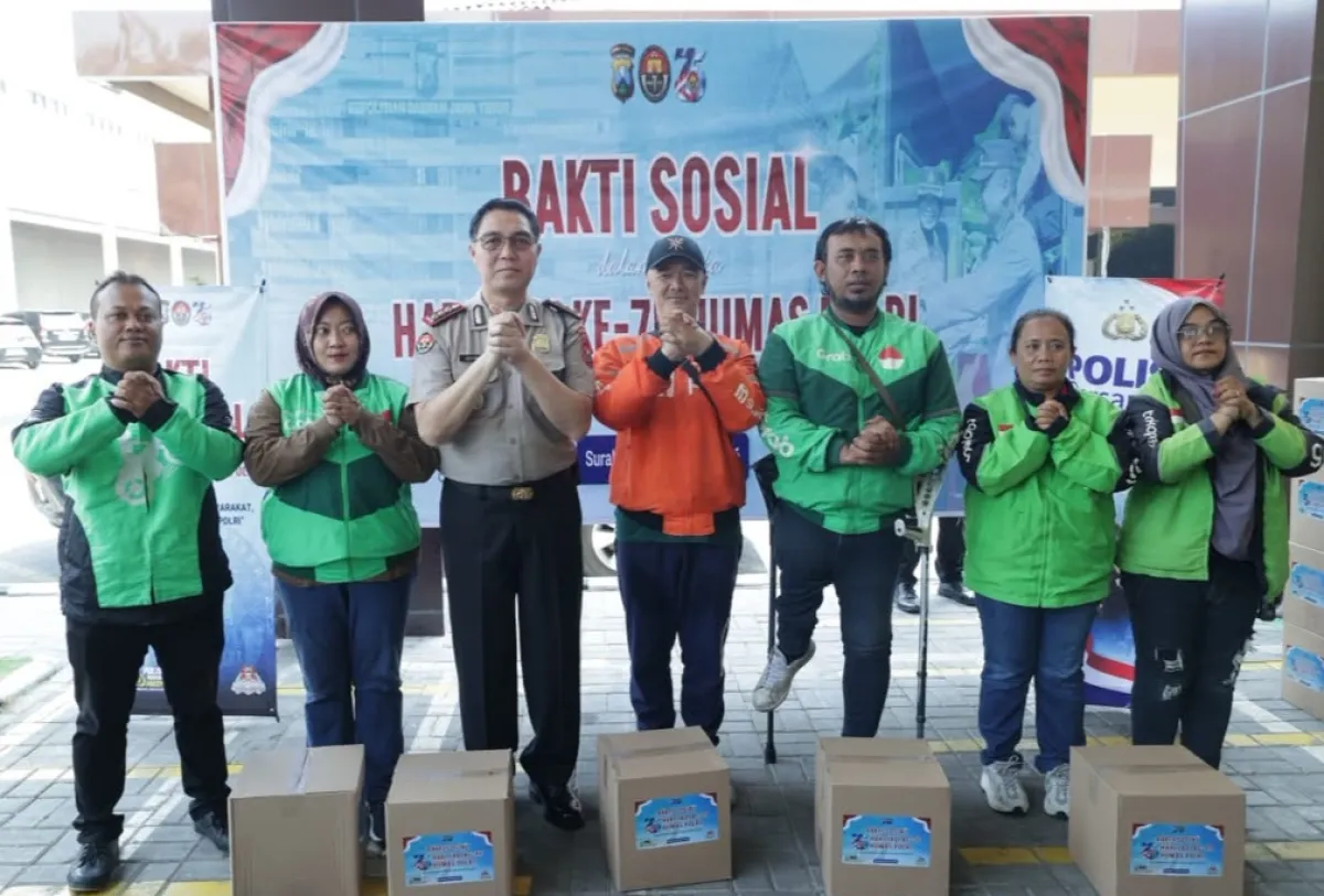 Ketika Ojol dan Polda Jatim Bergandengan Tangan Jaga Kondusifitas