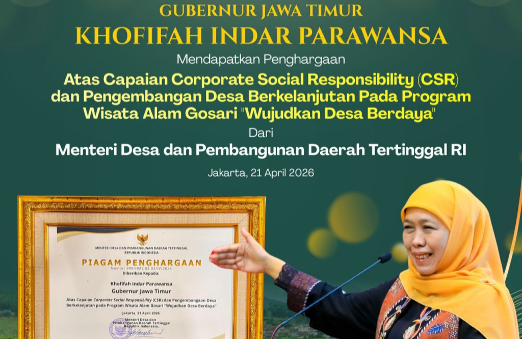 Melalui Program Wisata Alam Gosari, Pemprov Jatim Meraih Penghargaan Kementerian Desa