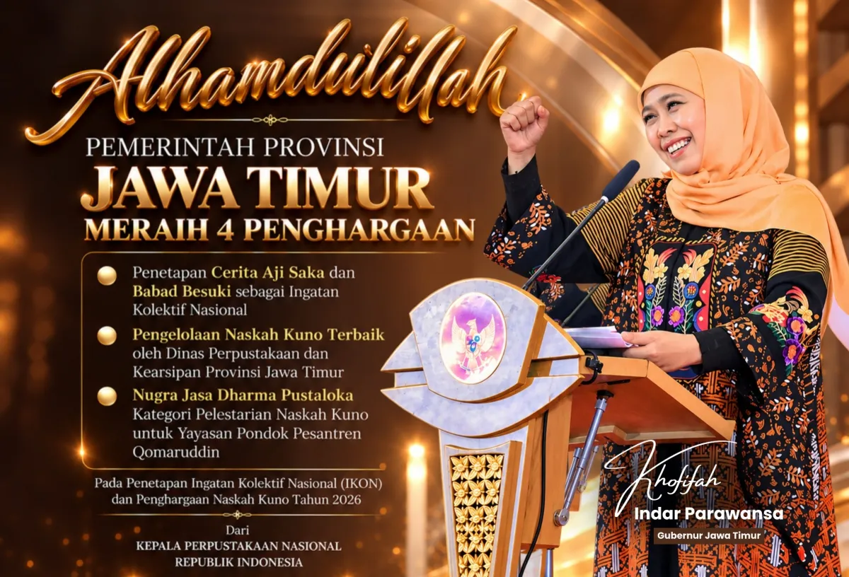Jawa Timur Borong Empat Penghargaan dari Perpusnas RI